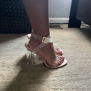 Chunky Clear Block Heels